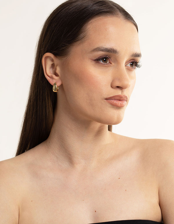 Gold  Plated  Bold Taper Hoop Earrings