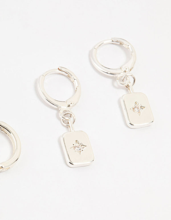 Silver Plated  Celestial Plate Earrings 6-Pack