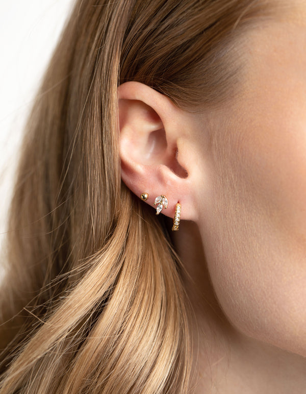 Gold Plated Cubic Zirconia Leaf Earrings 6-Pack