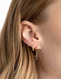 Gold Plated Chain Cross Earrings 8-Pack - link has visual effect only