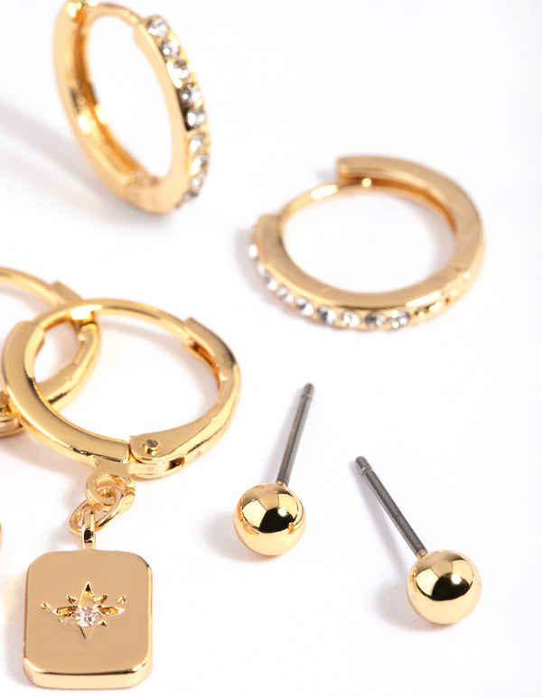 Gold Plated  Celestial Plate Earrings 6-Pack