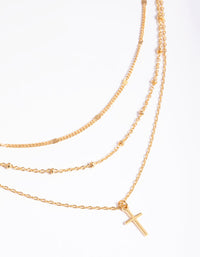 Gold Plated Layered Cross Necklace - link has visual effect only