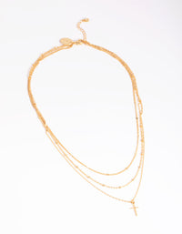 Gold Plated Layered Cross Necklace - link has visual effect only