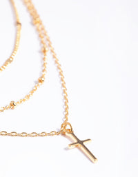 Gold Plated Layered Cross Necklace - link has visual effect only