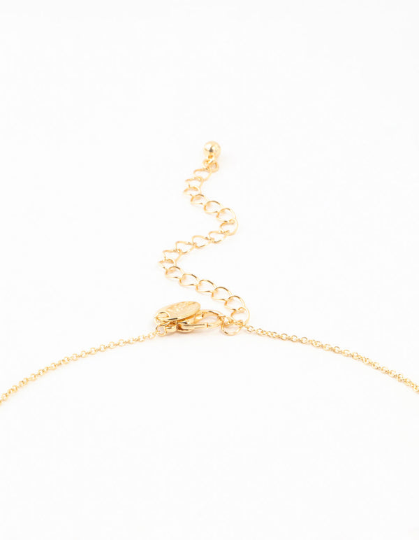 Gold Plated Diamante Celestial Round Necklace