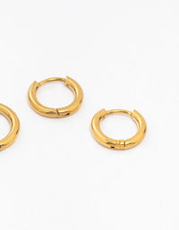 Waterproof Gold Plated Stainless Steel Medium Hoop Earrings 2-Pack - link has visual effect only