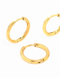 Waterproof Gold Plated  Stainless Steel Small Hoop Earrings 2-Pack - link has visual effect only