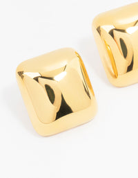 Waterproof Gold Plated Stainless Steel Square Stud Earrings - link has visual effect only