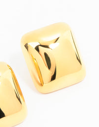 Waterproof Gold Plated Stainless Steel Square Stud Earrings - link has visual effect only