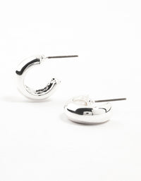Silver Medium Width C Shaped Hoop Earrings - link has visual effect only