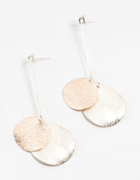 Mixed Metal Sandblast Disc Drop Earrings - link has visual effect only