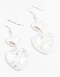 Acrylic Confetti Pearl Heart Drop Earrings - link has visual effect only