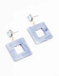 Blue Acrylic Cutout Square Drop Earrings - link has visual effect only