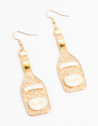 Gold Plastic Sparkly Bottle Drop Earrings - link has visual effect only