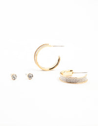 Gold Diamante Glitter Hoop Earrings 2-Pack - link has visual effect only