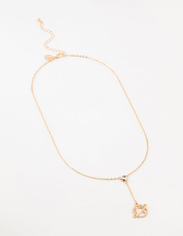 Gold Diamante Planet Y-Necklace