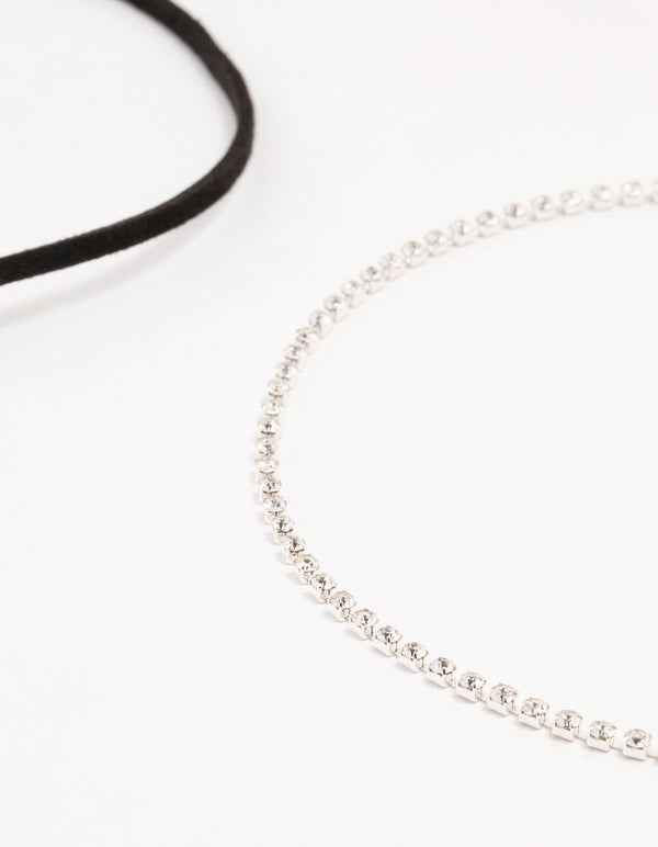 Silver Rope Heart Cupchain Chokers 3-Pack