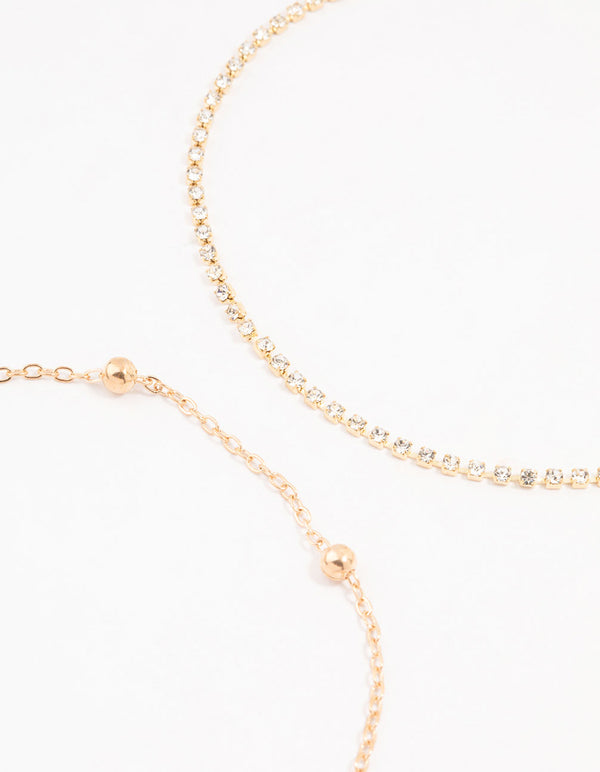 Gold Twisted Cupchain Anklets 3-Pack