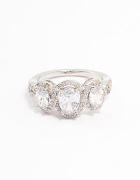 Silver Oval Trio Cubic Zirconia Ring - link has visual effect only