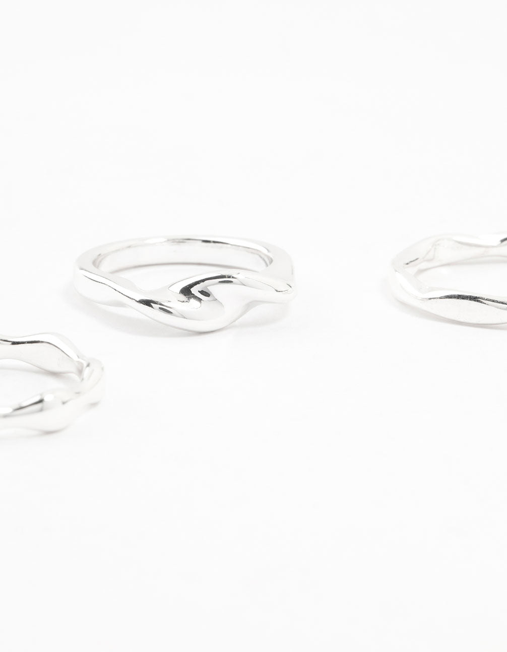 Silver Plated Irregular Stacking Rings 3-Pack