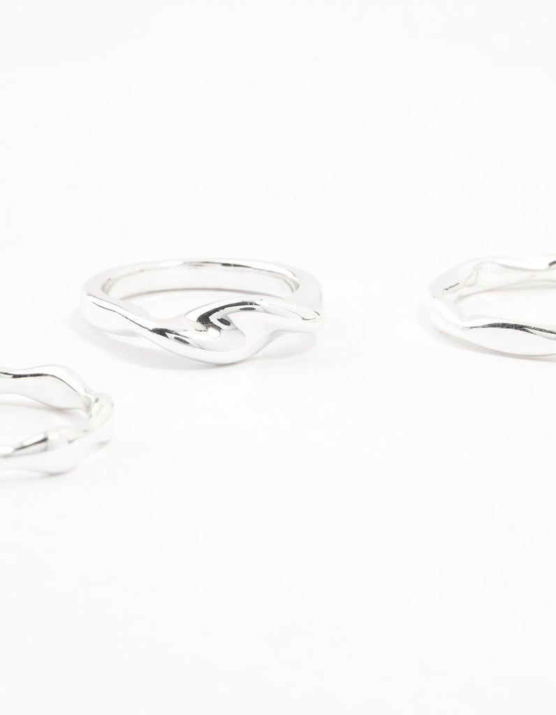 Silver Plated Irregular Stacking Rings 3-Pack - Lovisa