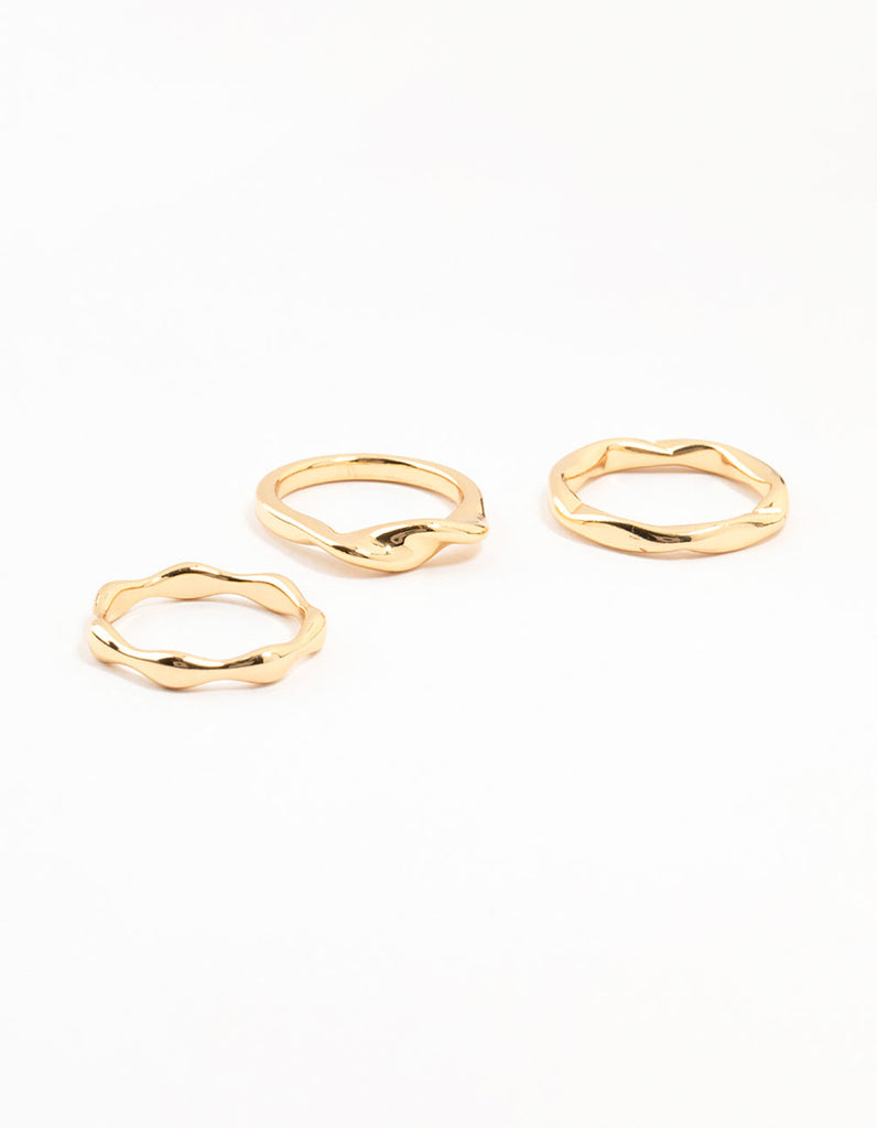 Gold Plated Irregular Stacking Rings 3-Pack - Lovisa