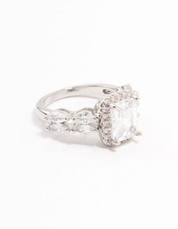 Silver Eloquent Cubic Zirconia Rectangular Ring - link has visual effect only