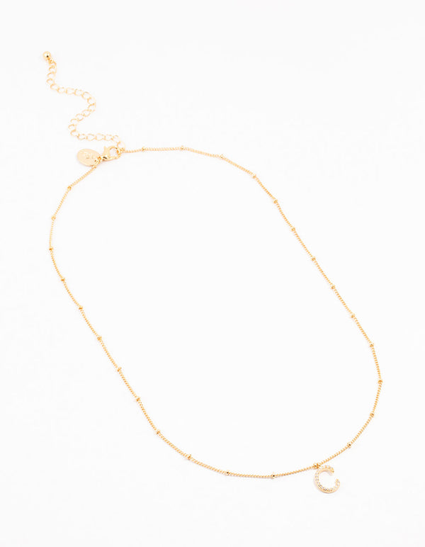 Gold Plated Cursive C Initial Necklace