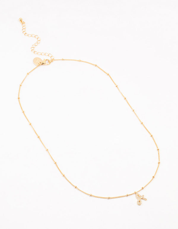Gold Plated Cursive A Initial Necklace