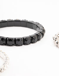 Black & Silver Plaited Bracelet 3- Pack - link has visual effect only