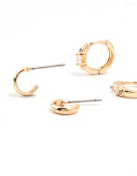 Gold Round & Square Stone Earrings 3-Pack - link has visual effect only