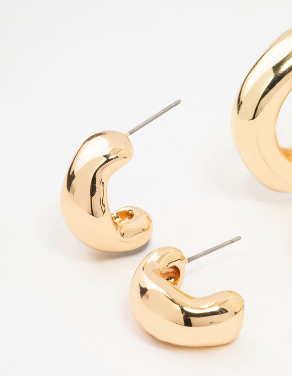 Gold Molten Hoop Earrings 2-Pack