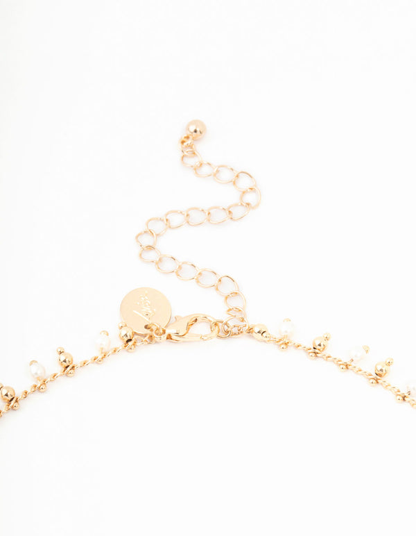 Gold Fine Pearl Y-Necklace