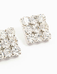 Silver Circular Diamante Square Statement Studs - link has visual effect only