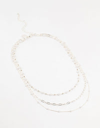 Silver Fine Station Pearl Necklace - link has visual effect only