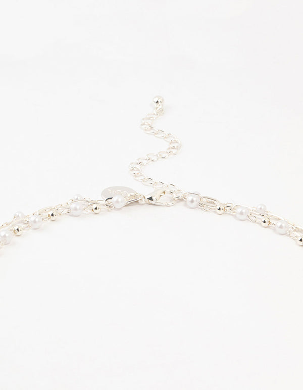 Silver Fine Station Pearl Necklace