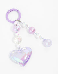 Purple Plastic Large Heart Keychain - link has visual effect only
