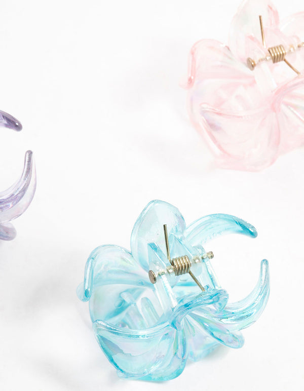 Mini Plastic Irregular Frangipani Claw Clips 4-Pack