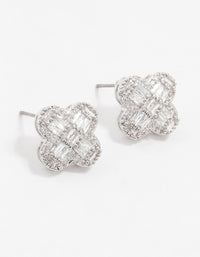 Silver Paved Flower Stud Earrings - link has visual effect only