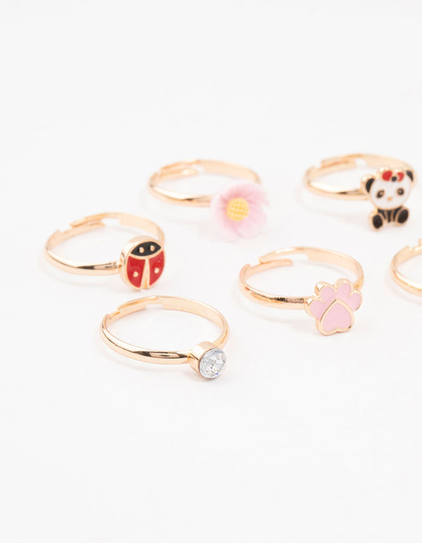 Kids Gold Animal Stacking Ring Pack