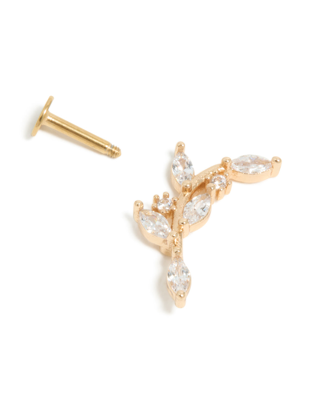 Gold Plated Surgical Steel Curved Vine Single Flat Back