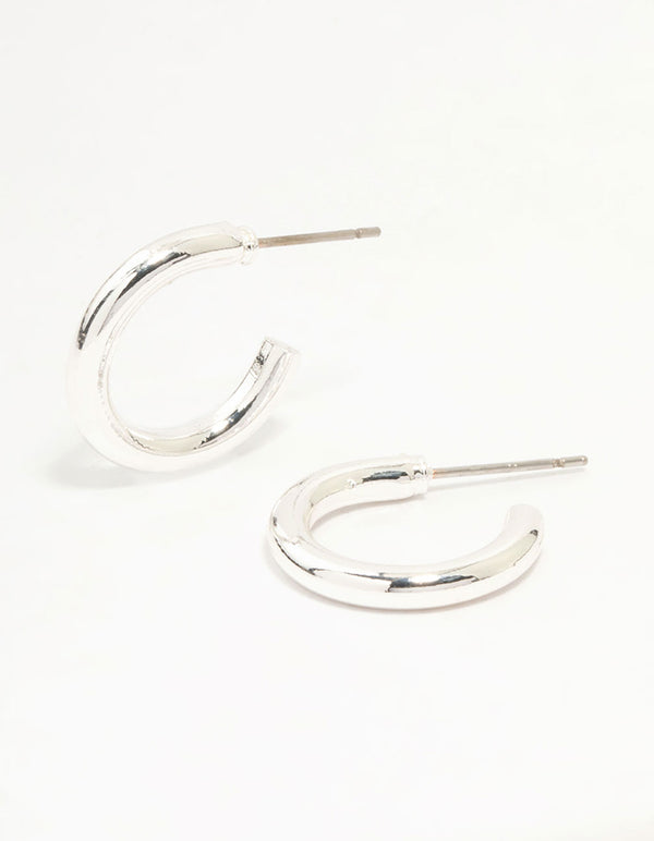 Silver Narrow Small Hoop Earrings