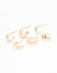 Gold Hammered & Teardrop Hoop Earrings 3-Pack - link has visual effect only