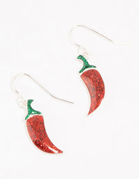 Red Chili Silver Drop Earrings - link has visual effect only