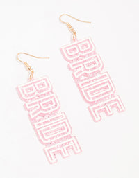 Acrylic Pink Glitter Bride Drop Earrings - link has visual effect only