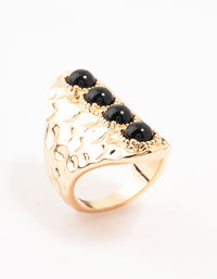 Black & Gold Molten Linear Ring - link has visual effect only