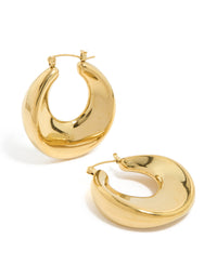 Waterproof Gold Plated Stainless Steel Large Hoop Earrings - link has visual effect only