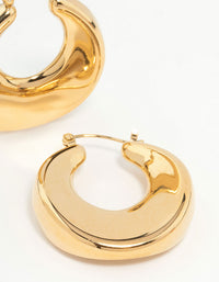 Waterproof Gold Plated Stainless Steel Large Hoop Earrings - link has visual effect only