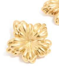 Waterproof Gold Plated Stainless Steel Floral Earrings - link has visual effect only