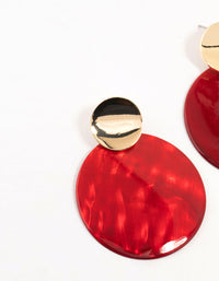 Red Genuine Shell Circle Drop Earrings - link has visual effect only